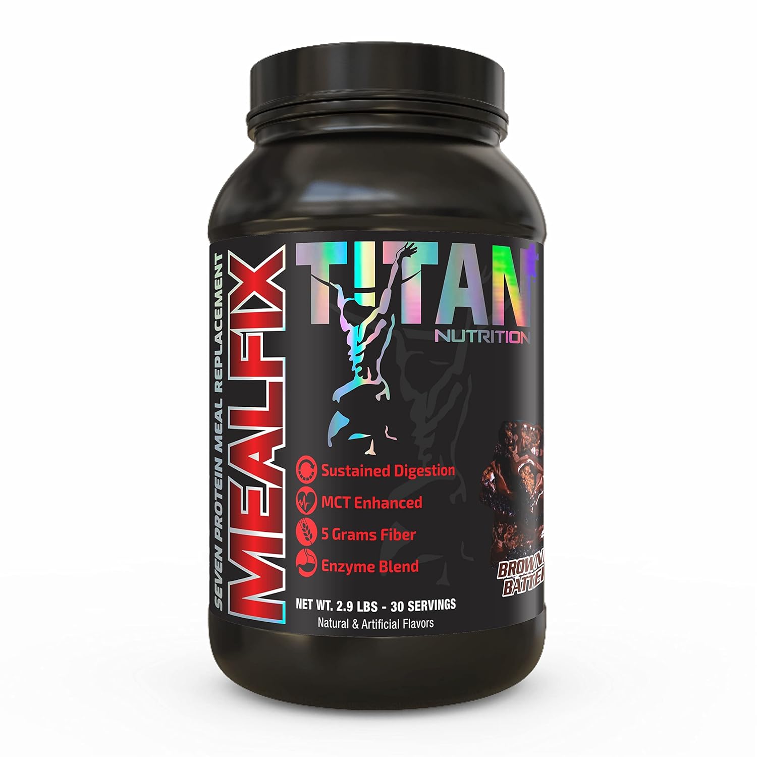 Titan Nutrition MealFix Meal Replacement Powder - 3 lbs, 24g Protein, Digestive Enzymes, MCT Oil, Gluten-Free - Brownie Batter Flavor for Energy & Muscle Mass Support