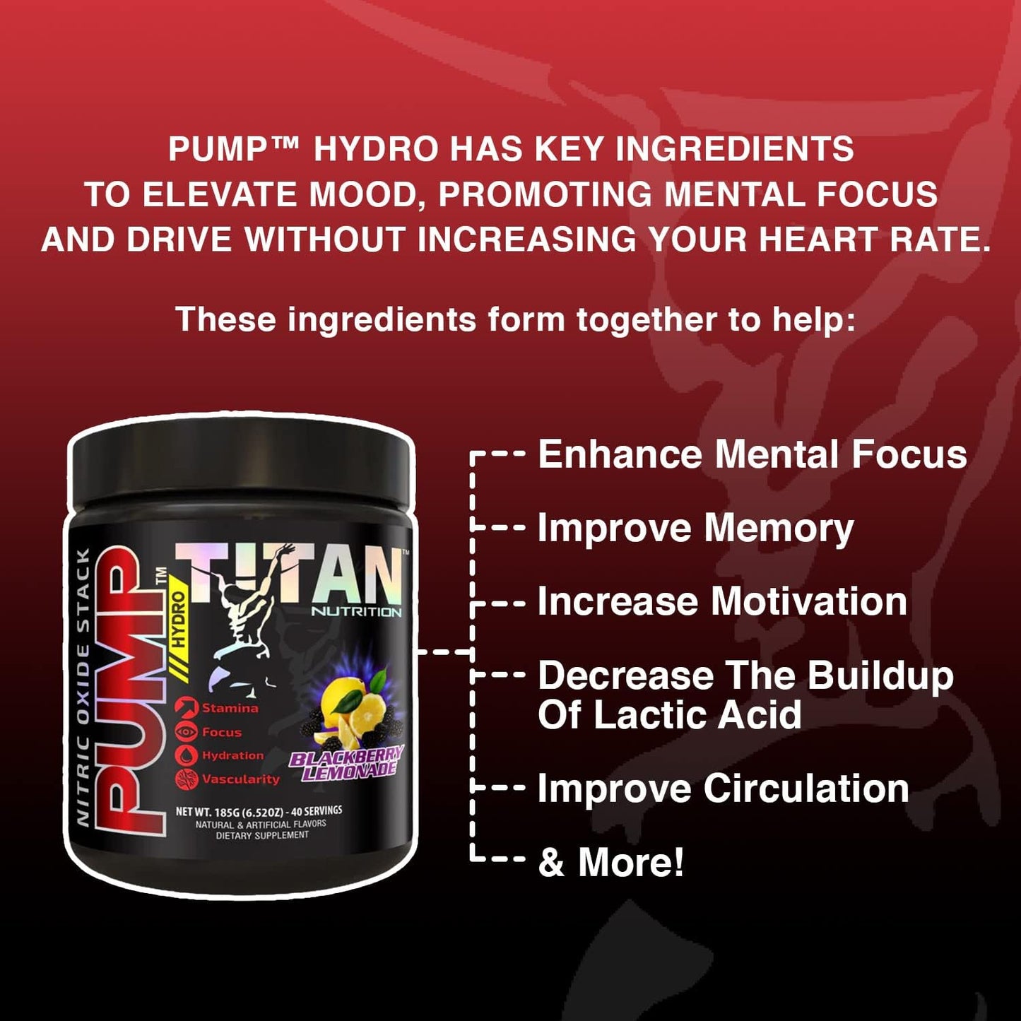 Titan Nutrition Pump Nitric Oxide Boosting Stack - Citruline Malate for Max Pump & Blood Flow, Mental Edge Complex for Focus (Rainbow Tart)