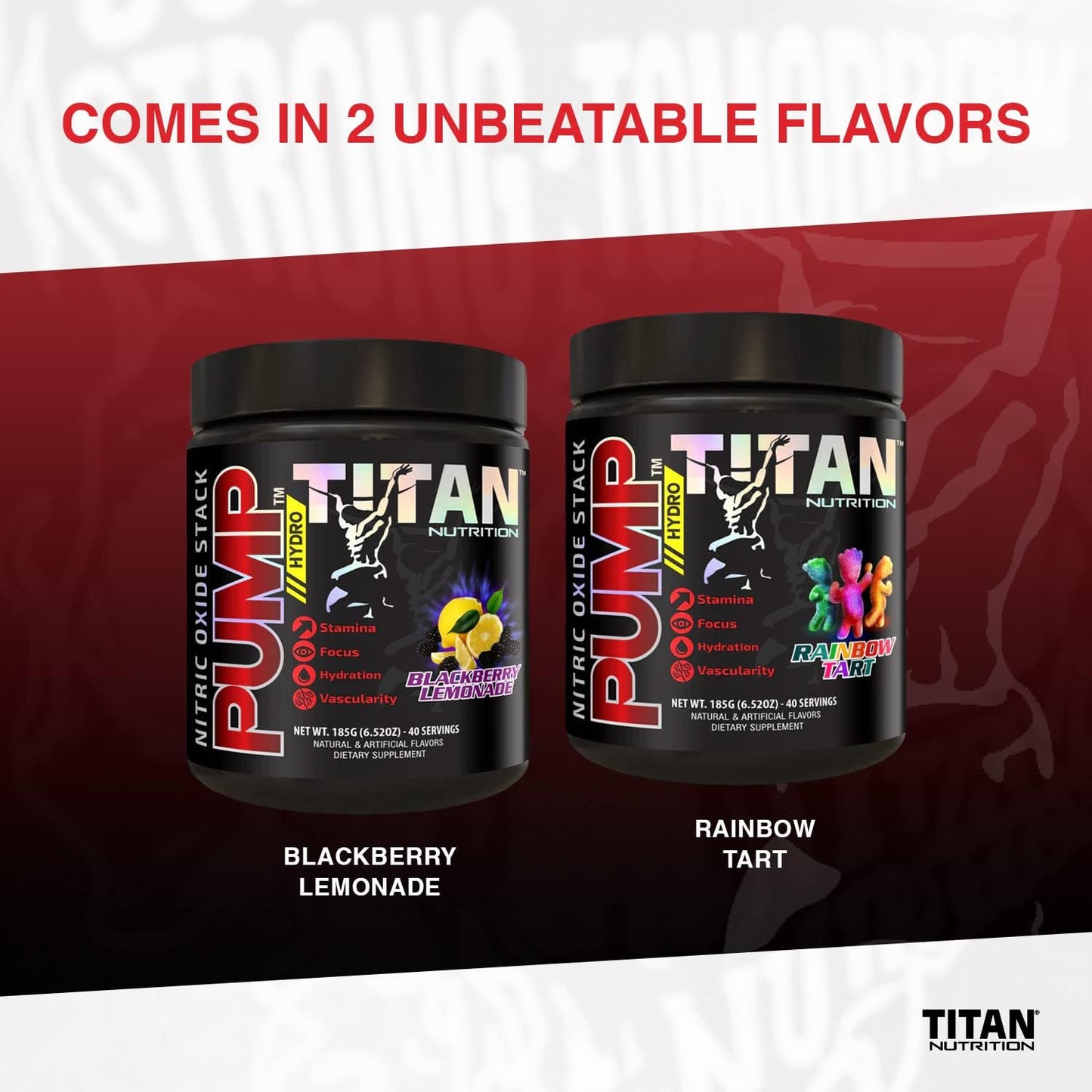 Titan Nutrition Pump Nitric Oxide Boosting Stack - Citruline Malate for Max Pump & Blood Flow, Mental Edge Complex for Focus (Rainbow Tart)