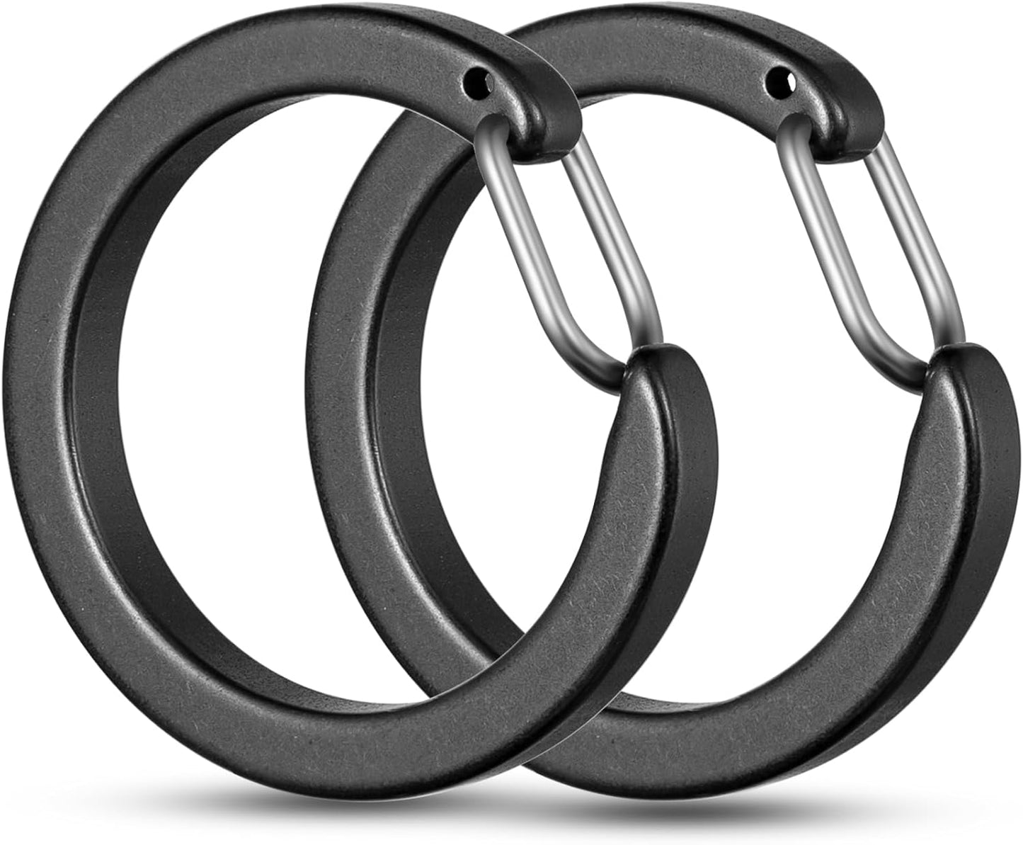 Titanium Black Spring Snap Hook Keychain Clip for Keys - Round Durable Carabiner Clip for DIY Crafts