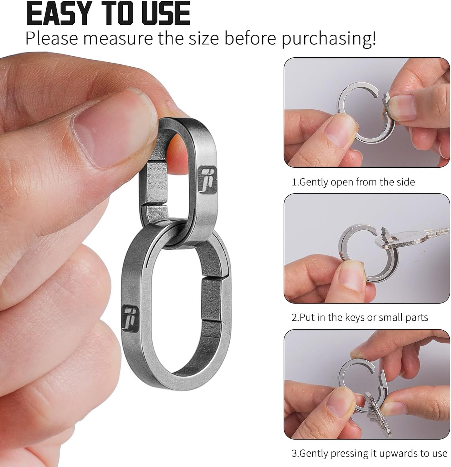 Titanium Quick Release Key Chain Rings Mini Carabiner for Keys and Bags