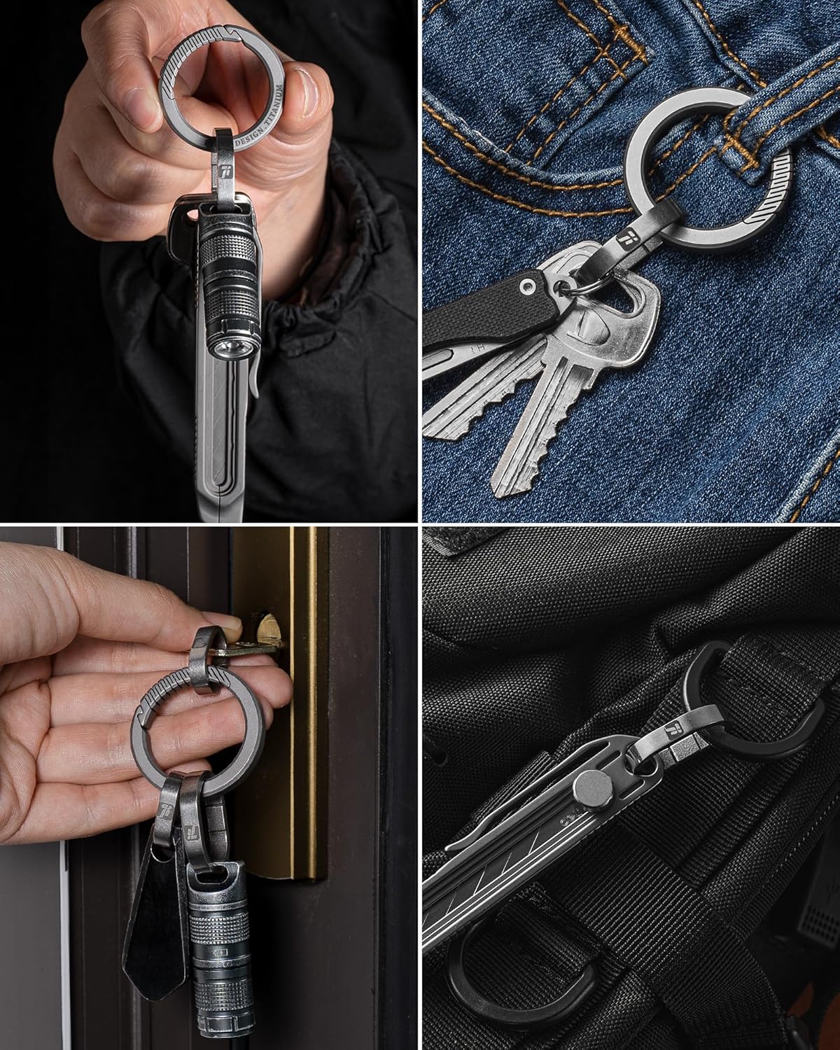 Titanium Quick Release Key Chain Rings Mini Carabiner for Keys and Bags