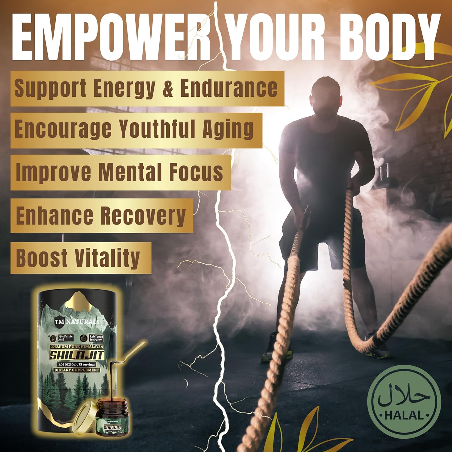 TM NATURALS Pure Himalayan Shilajit Resin - High Fulvic Acid & Trace Minerals - Boosts Energy & Endurance - 30g with Steel Spoon - Lab Tested