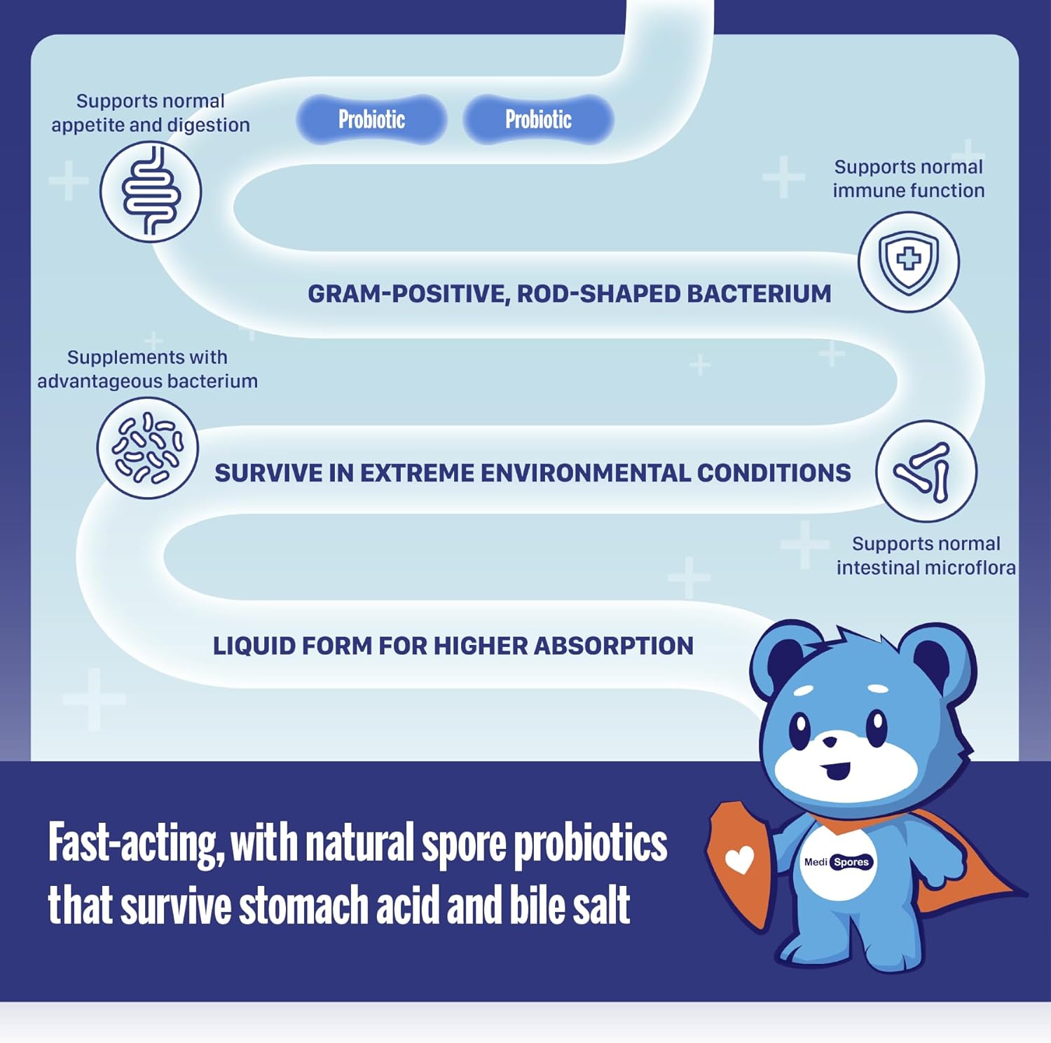 TMA Medispores Biota Probiotic Drink for Digestive Health, Immune Support - Fast-Acting Stomach Relief, Daily Probiotic for Adults & Kids - Gluten, Sugar-Free, NON-GMO - 20 Servings