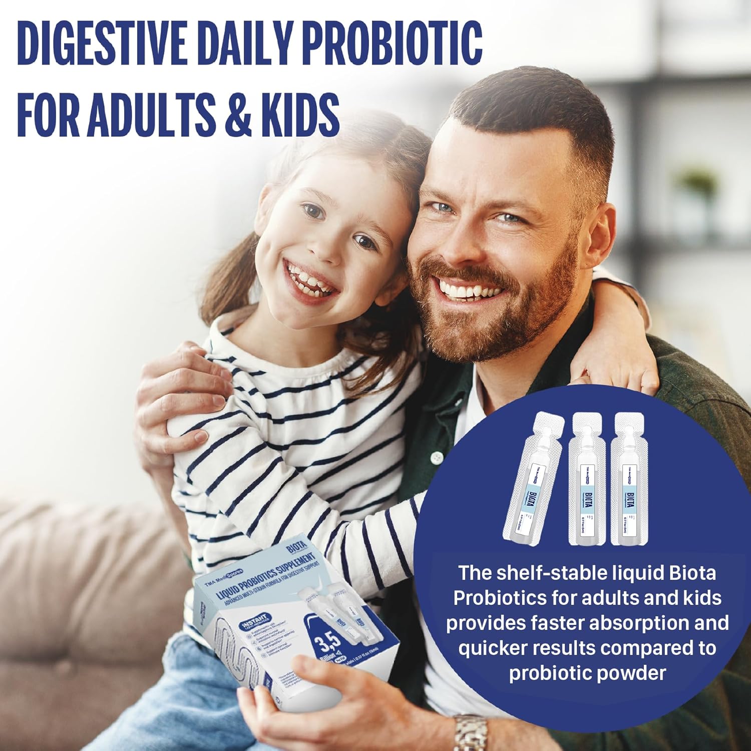 TMA Medispores Biota Probiotic Drink for Digestive Health, Immune Support - Fast-Acting Stomach Relief, Daily Probiotic for Adults & Kids - Gluten, Sugar-Free, NON-GMO - 20 Servings