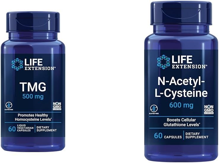 TMG 500mg & NAC 600mg Supplement for Healthy Homocysteine Levels & Immune, Respiratory, Liver Health
