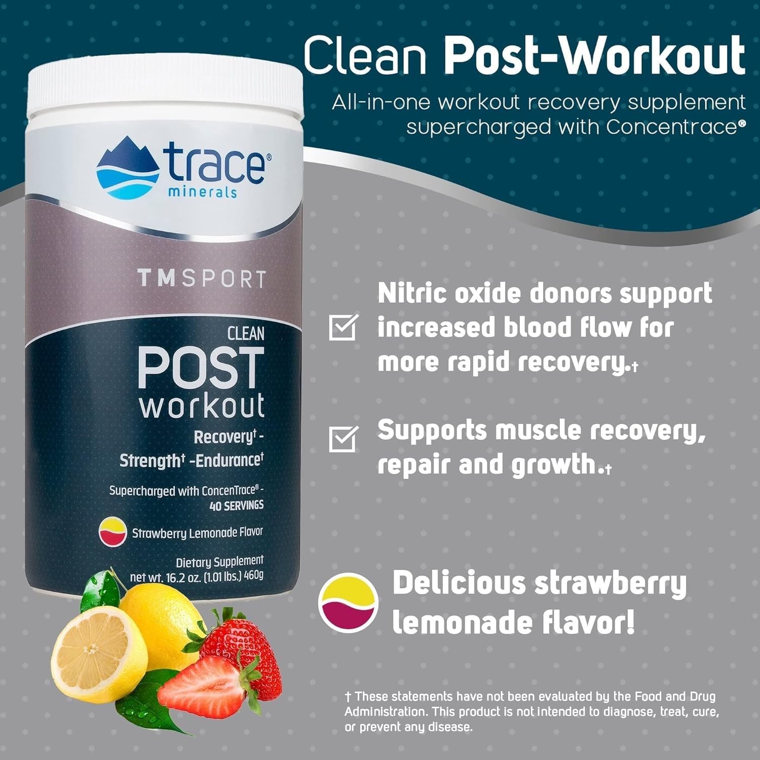 TMRFIT Series Strawberry Lemonade Post Workout Supplement - 16.2 Oz Canister, Supports Muscle Recovery and Strength, Gluten Free, Vegan, Non-GMO