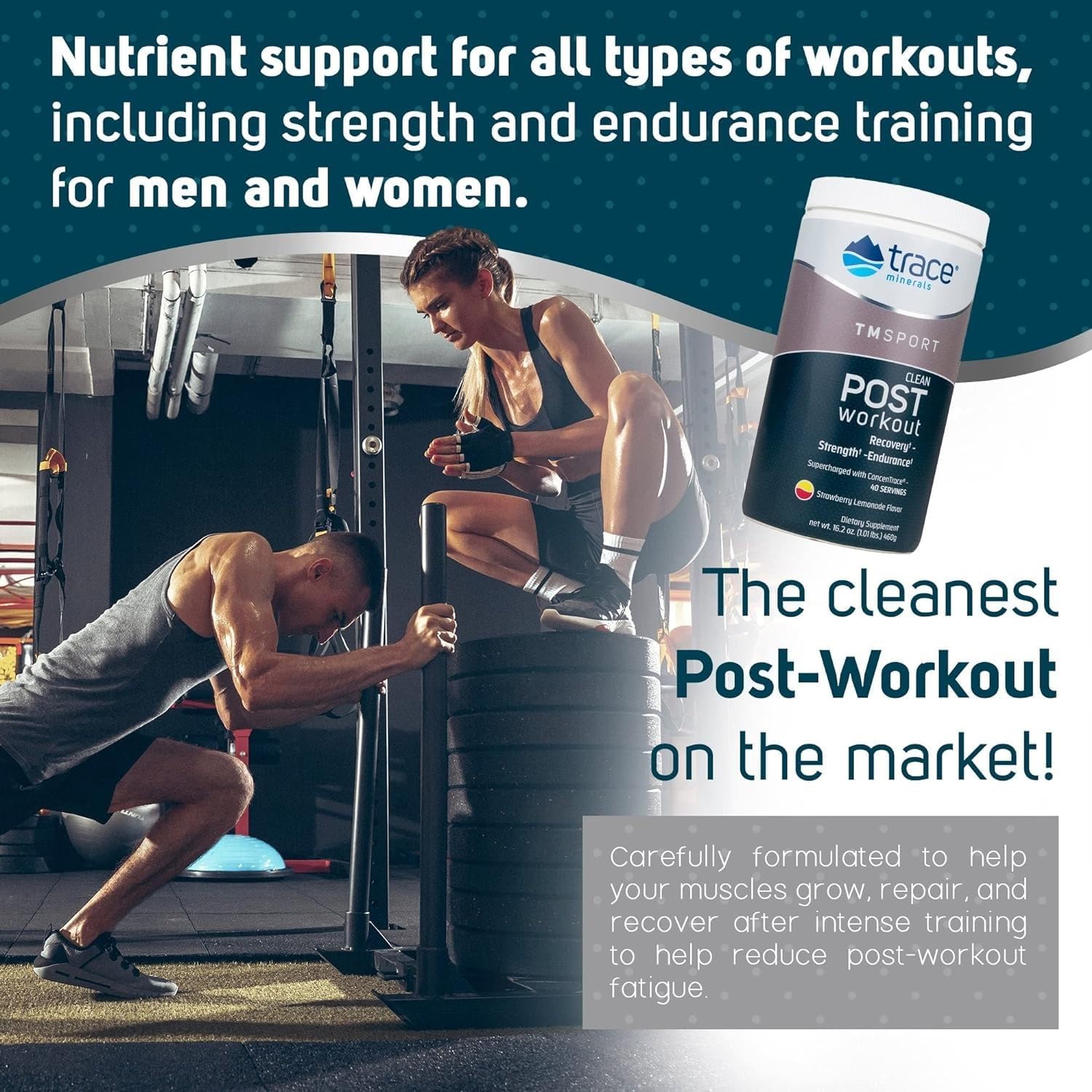 TMRFIT Series Strawberry Lemonade Post Workout Supplement - 16.2 Oz Canister, Supports Muscle Recovery and Strength, Gluten Free, Vegan, Non-GMO