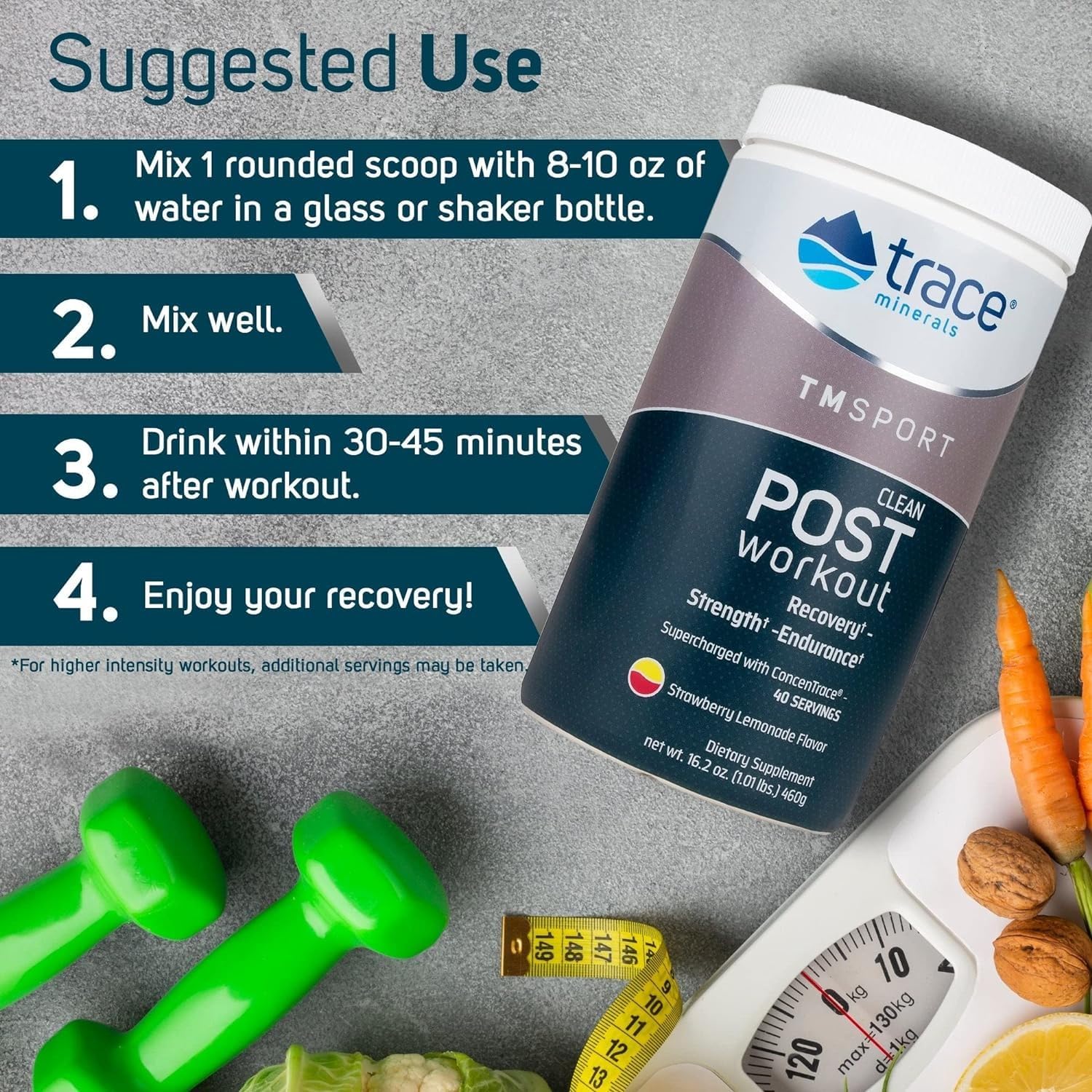 TMRFIT Series Strawberry Lemonade Post Workout Supplement - 16.2 Oz Canister, Supports Muscle Recovery and Strength, Gluten Free, Vegan, Non-GMO