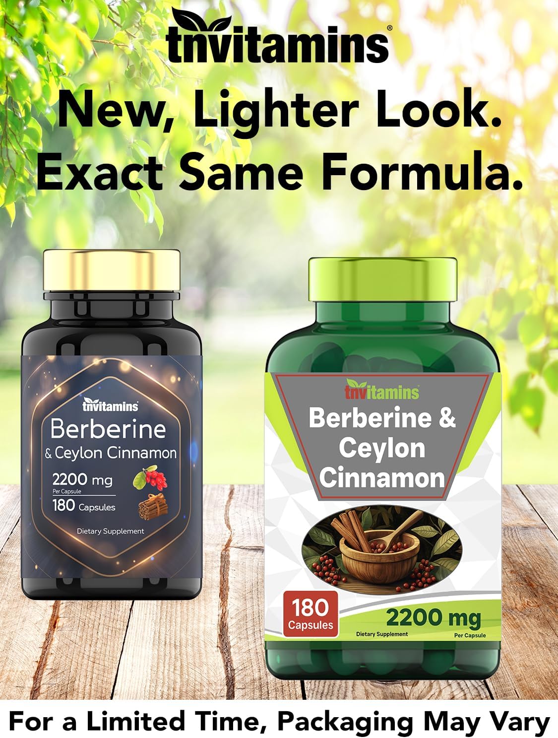 tnvitamins Berberine and Ceylon Cinnamon Capsules - 2200 mg, 180 Count - Natural Supplement for Weight Management, Cardiovascular & Circulatory Health - 6 Months Supply*