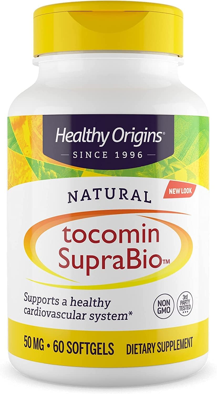 Tocomin SupraBio Tocotrienols Supplement - Heart & Cardiovascular Support - Vitamin E Softgels - Gluten-Free Skin Health - 60ct