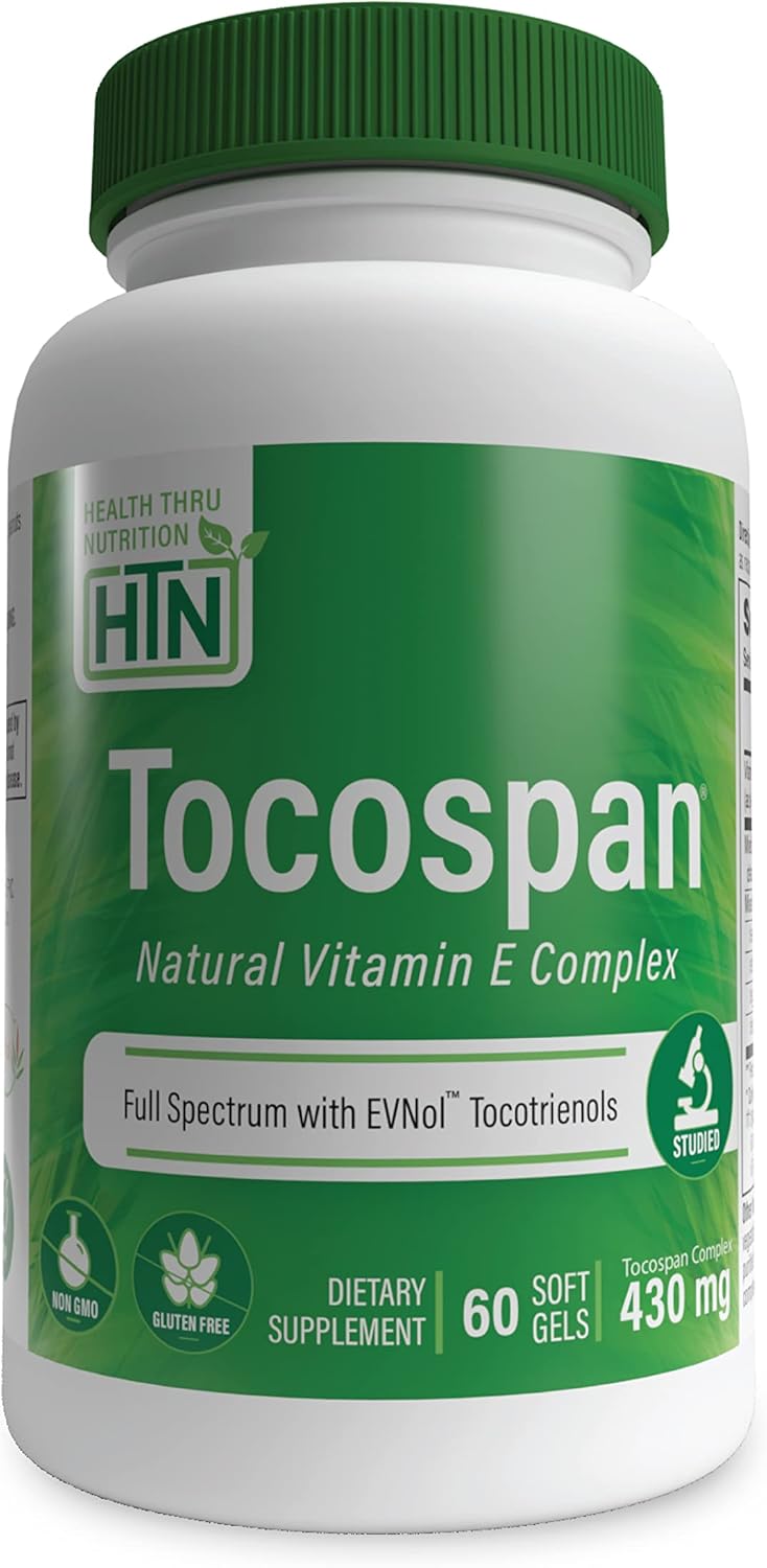 Tocospan Full Spectrum Vitamin-E 430mg with EVNol Tocotrienols - Pack of 60 | Cardiovascular & Antioxidant Support | All 8 Natural Vitamin E Sources