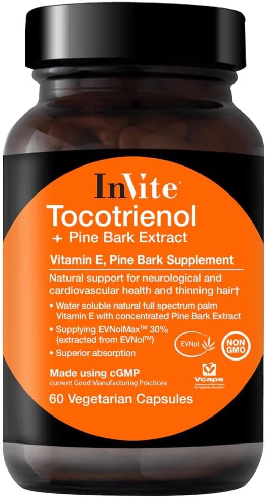 Tocotrienal + Pine Bark Extract Capsules - Promotes Neurological & Cardiovascular Health - 60 Vegetarian Pills