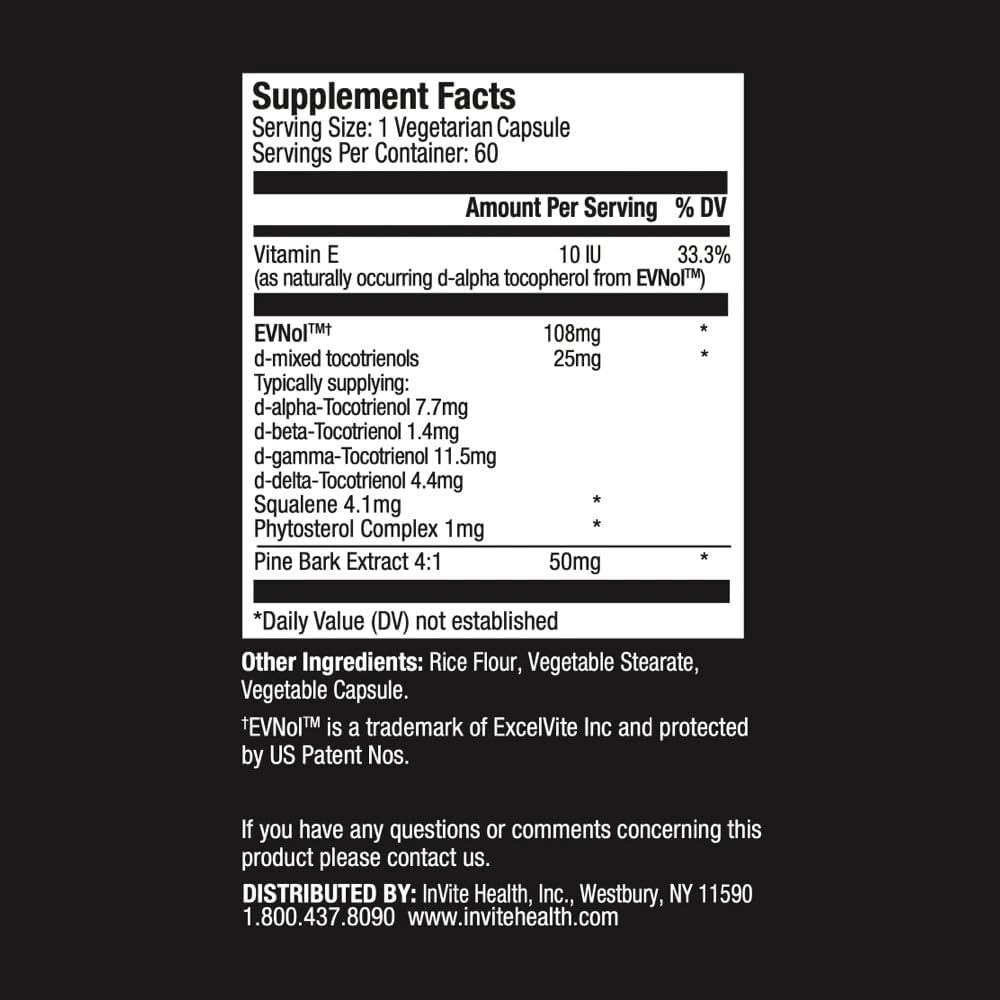 Tocotrienal + Pine Bark Extract Capsules - Promotes Neurological & Cardiovascular Health - 60 Vegetarian Pills