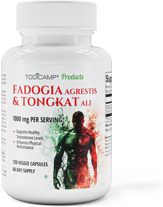 TODICAMP Longjack Tongkat Ali and Fadogia Agrestis 1000mg Complex - 60 Day Supply