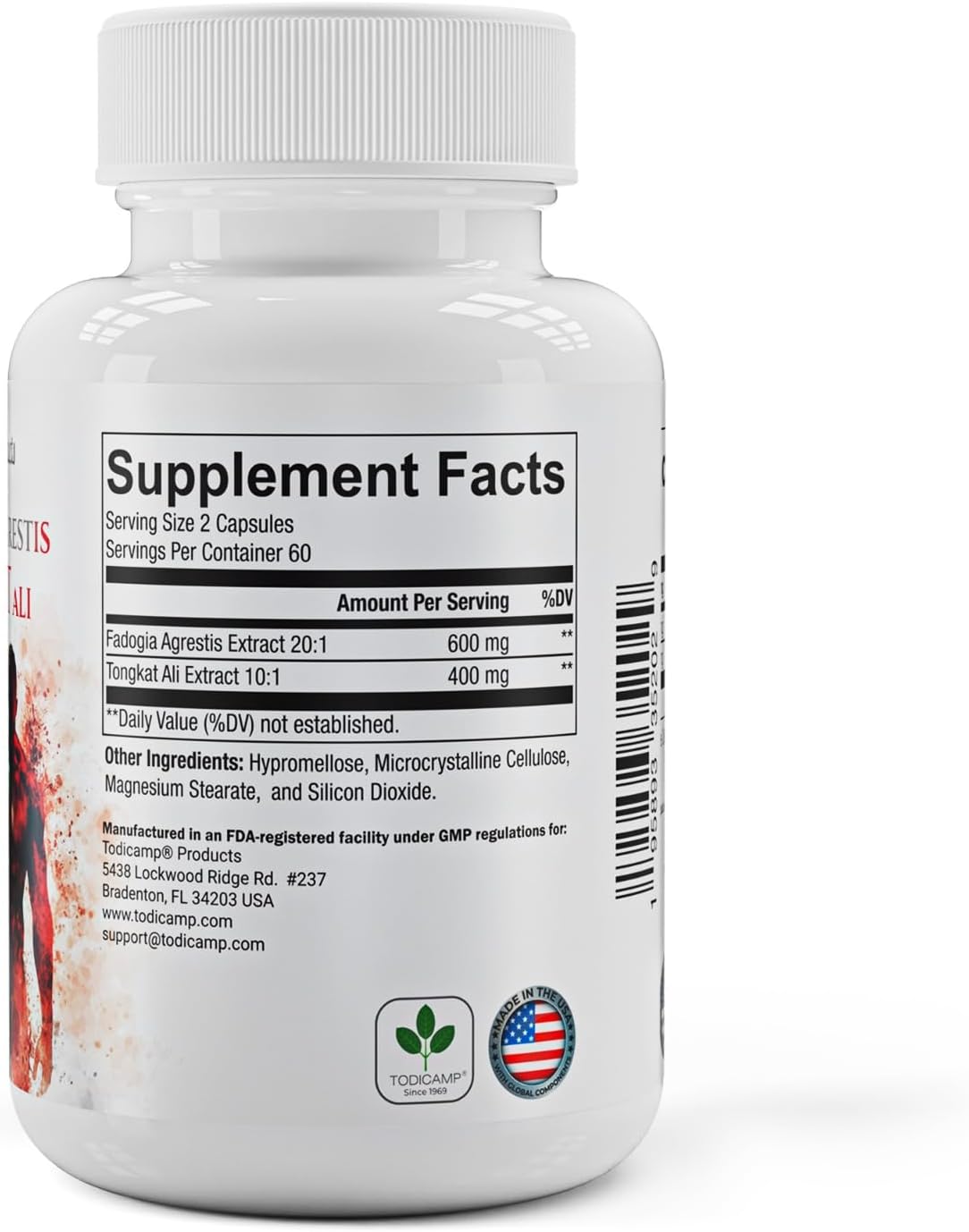 TODICAMP Longjack Tongkat Ali and Fadogia Agrestis 1000mg Complex - 60 Day Supply