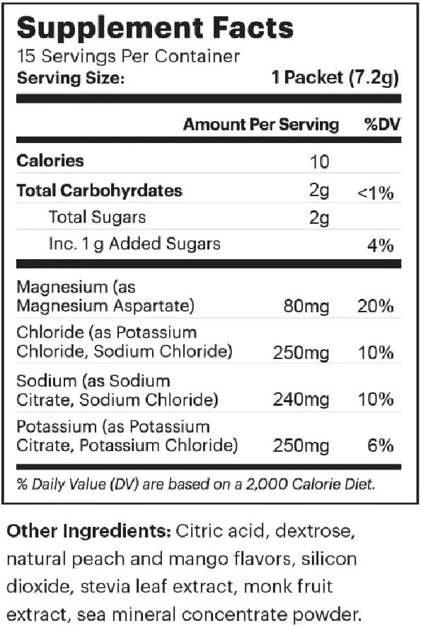 Tom Brady TB12 Peach Mango Electrolyte Supplement Powder - 15 Stickpacks, Vegan & Gluten-Free