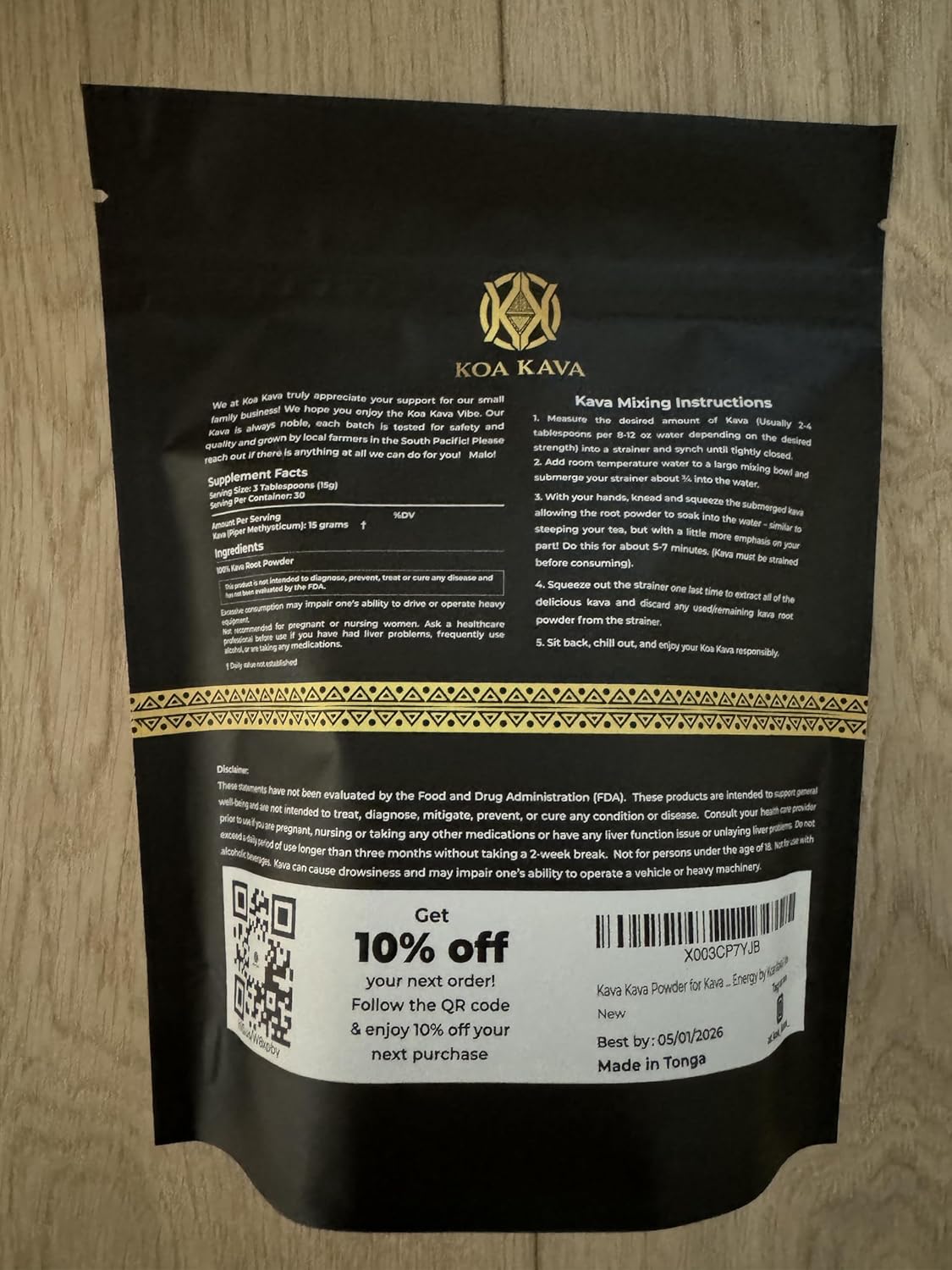 Tongan Kava Kava Root Powder - 1 lb Bag of Noble Pouni ONO Kava Tea Drink from Vava'u