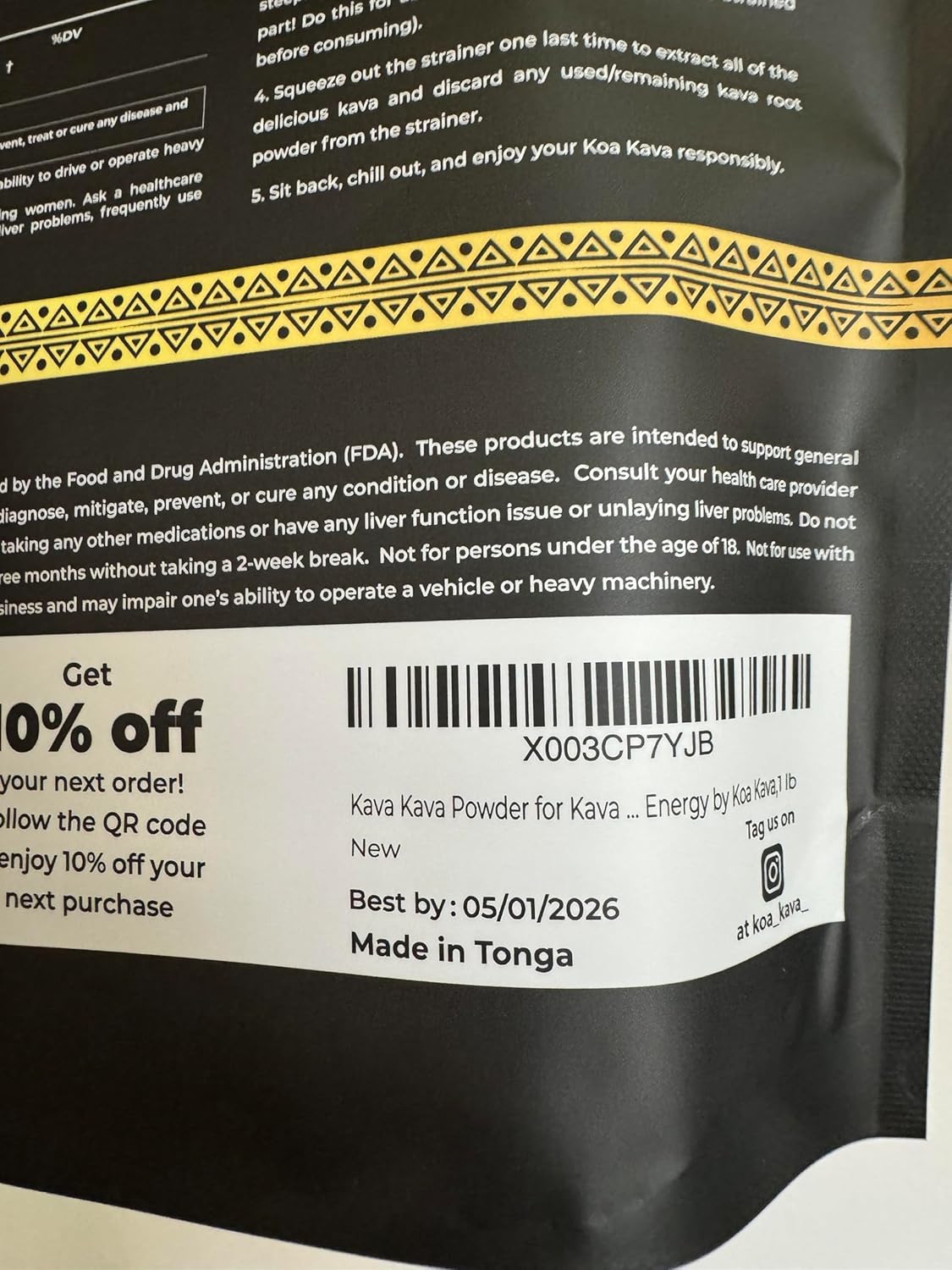 Tongan Kava Kava Root Powder - 1 lb Bag of Noble Pouni ONO Kava Tea Drink from Vava'u