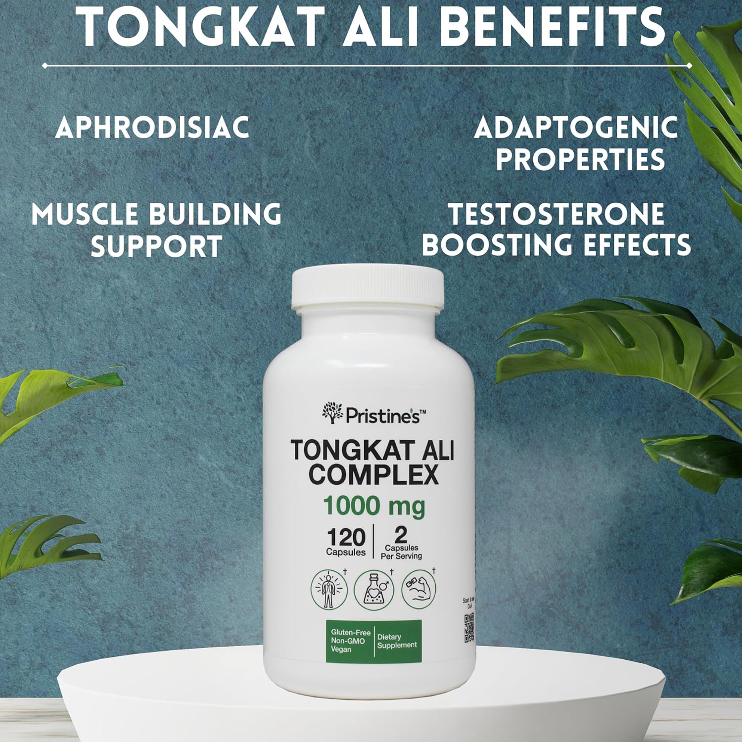 Tongkat Ali 1000mg 3-Pack - 180 Day Supply for Athletic Performance - Lean Muscle Building Supplement - Vegan, Gluten Free & Non GMO - Men & Women