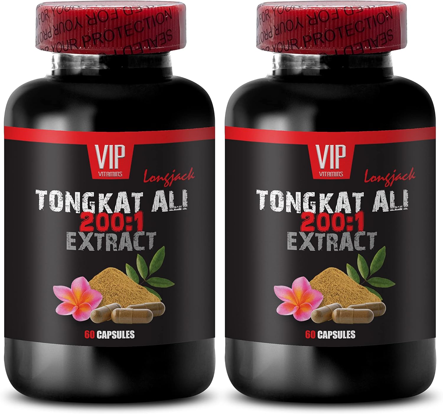 TONGKAT ALI Extract 200:1 - Natural Energy Pills for Men - Muscle Building and Stamina Supplements - 2 Bottles