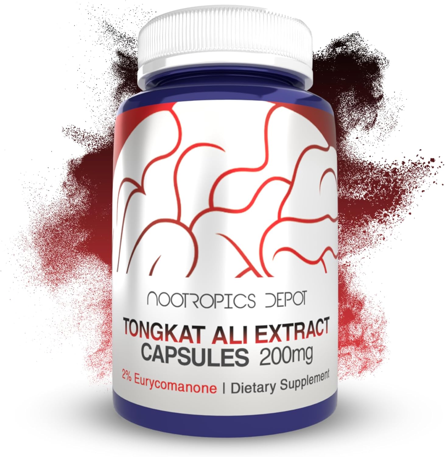 Tongkat Ali Extract Capsules - 200mg - 60 Count - High Eurycomanone Content - Eurycoma longifolia Root