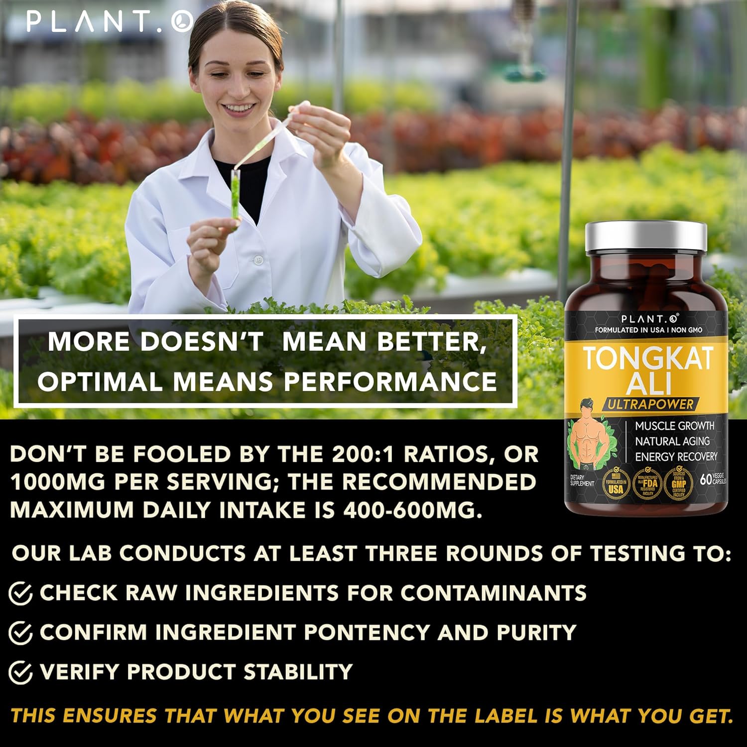 Tongkat Ali Ultrapower Supplement for Men - Boost Stamina, Strength, & Muscle Growth - 60 Capsules