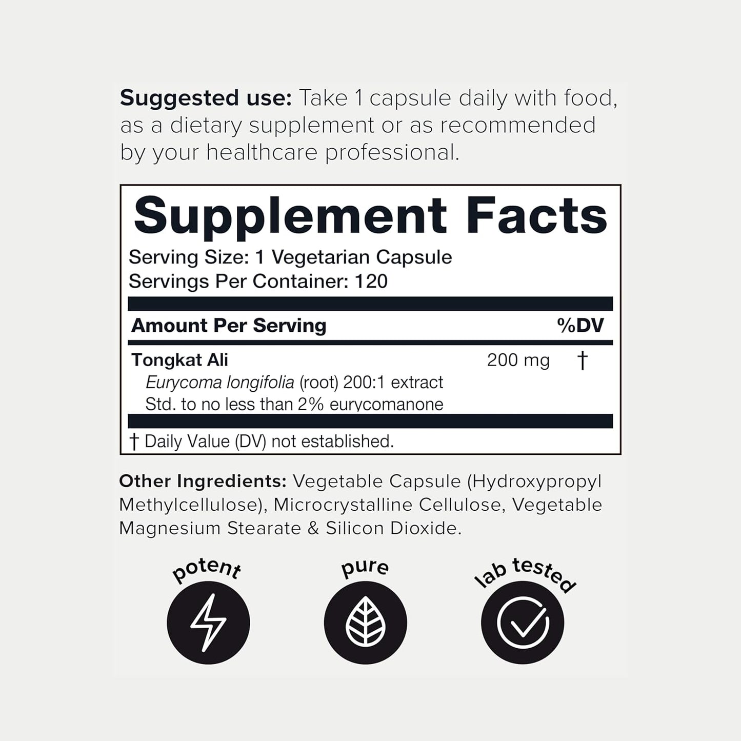 Toniiq Tongkat Ali 200:1 Extract - High Potency Longjack Root Capsules - 2% Eurycomanone - Extra Strength Formula - 120 Count