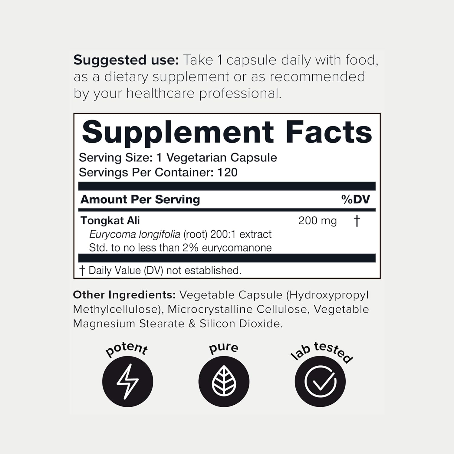 Toniiq Tongkat Ali 200:1 Extract - High Potency Longjack Root Capsules - 2% Eurycomanone - Extra Strength Formula - 120 Count