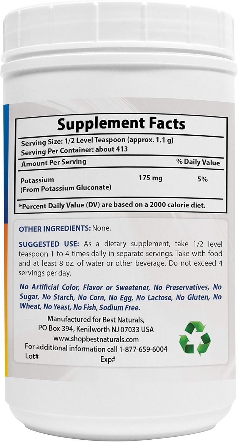 Top-Rated Potassium Gluconate Powder - Natural Supplement for Healthy Living - 1lb Pack