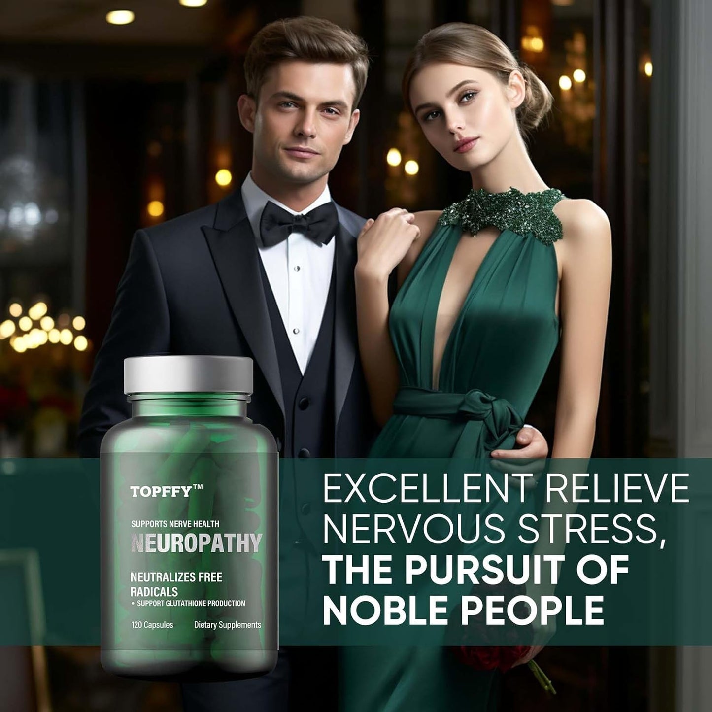 Topffy Neuropathy Nutritional Blend with 600mg Alpha Lipoic Acid & Benfotiamine - Natural Nerve Vitamins for Relief in Feet, Hands, Legs & Toes