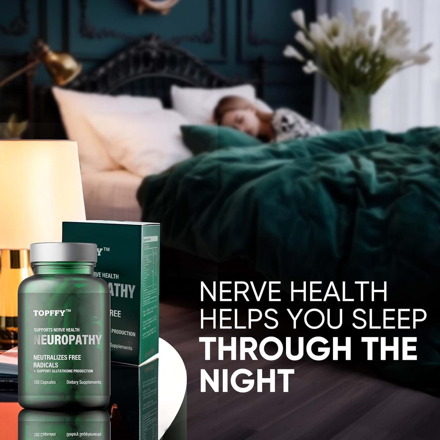 Topffy Neuropathy Nutritional Blend with 600mg Alpha Lipoic Acid & Benfotiamine - Natural Nerve Vitamins for Relief in Feet, Hands, Legs & Toes