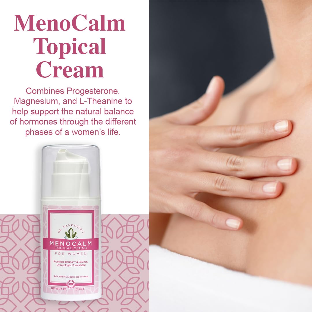 Topical MenoCalm Cream by Dr. Randolph - Perimenopause, Menopause, PMS Relief - Hot Flashes, Mood Swings, Weight Gain - 4oz