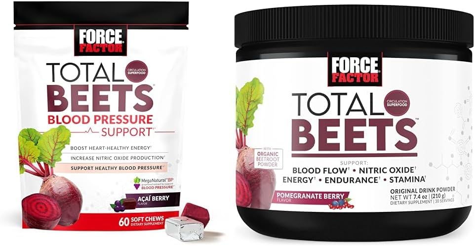 Total Beets Blood Pressure Support Supplements with Beet Powder & Nitrates for Circulation Boost