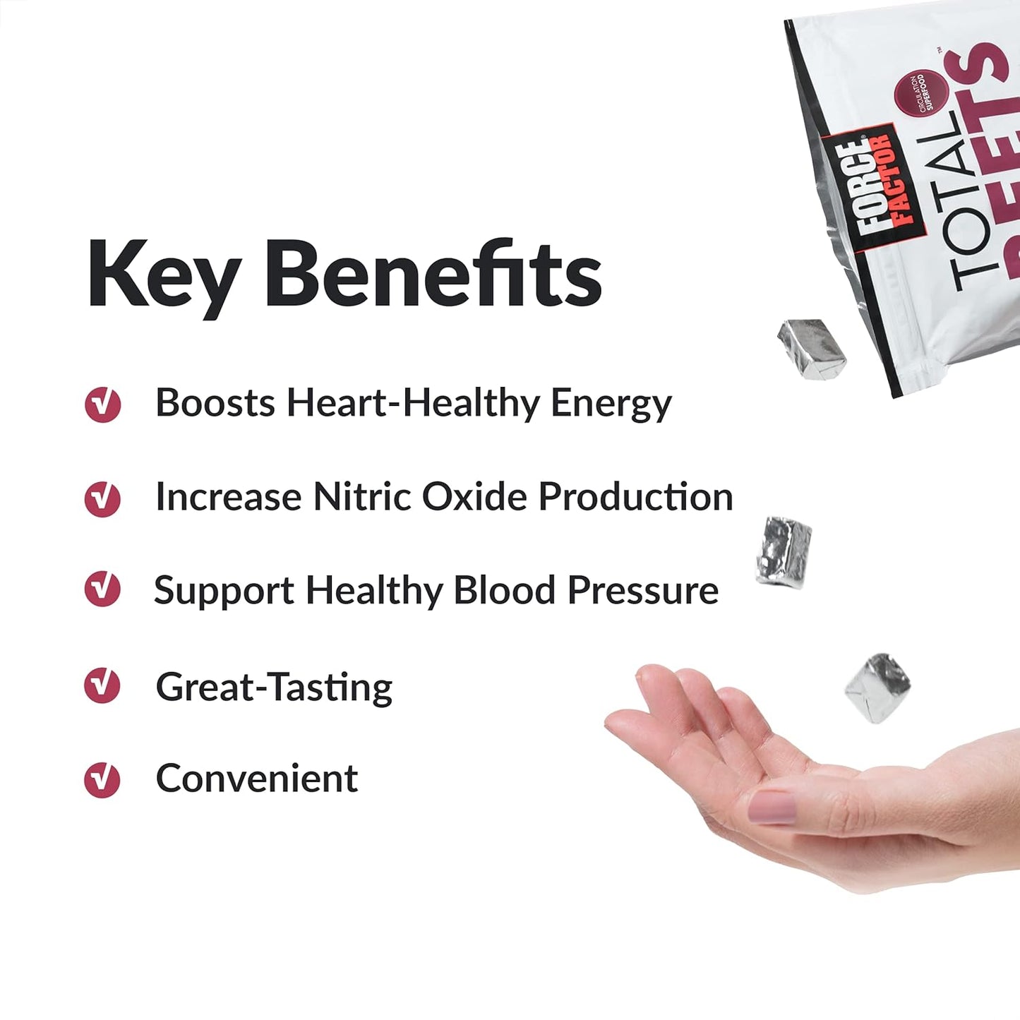 Total Beets Blood Pressure Support Supplements with Beet Powder & Nitrates for Circulation Boost