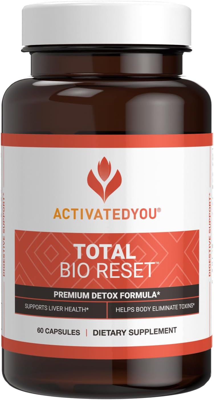 Total Bio Reset Detox Formula - Cleanse Digestive System, Boost Energy & Skin Health with Chlorella, Kiwi Fruit, Dandelion Root - 60 Capsules