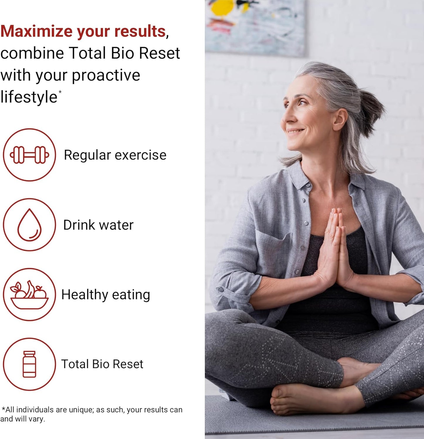 Total Bio Reset Detox Formula - Cleanse Digestive System, Boost Energy & Skin Health with Chlorella, Kiwi Fruit, Dandelion Root - 60 Capsules