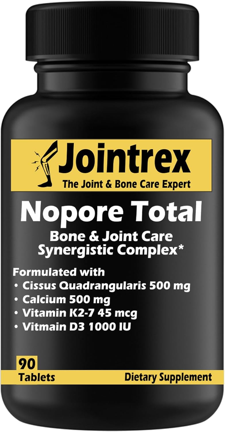 Total Bone & Joint Care Synergistic Complex with Cissus Quadrangularis, Calcium, Vitamin K2, and D - 90 Tablets