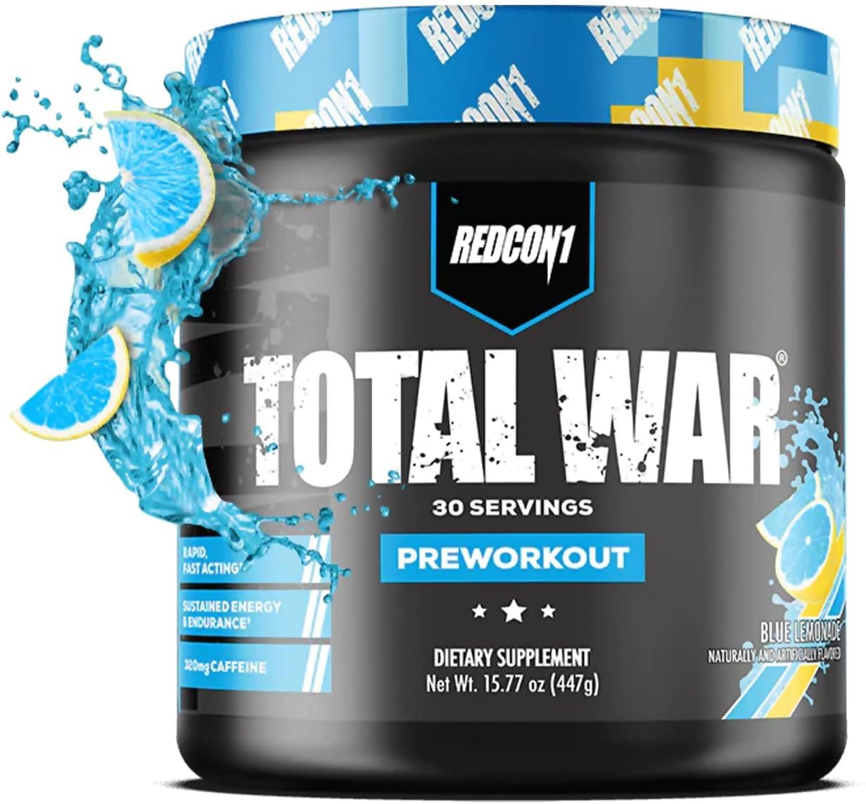 Total War Blue Lemonade Pre Workout Powder - Beta Alanine + Citrulline Malate Keto Friendly Preworkout with 320mg Caffeine - Fast Acting Energy Booster for Men & Women (30 Servings)
