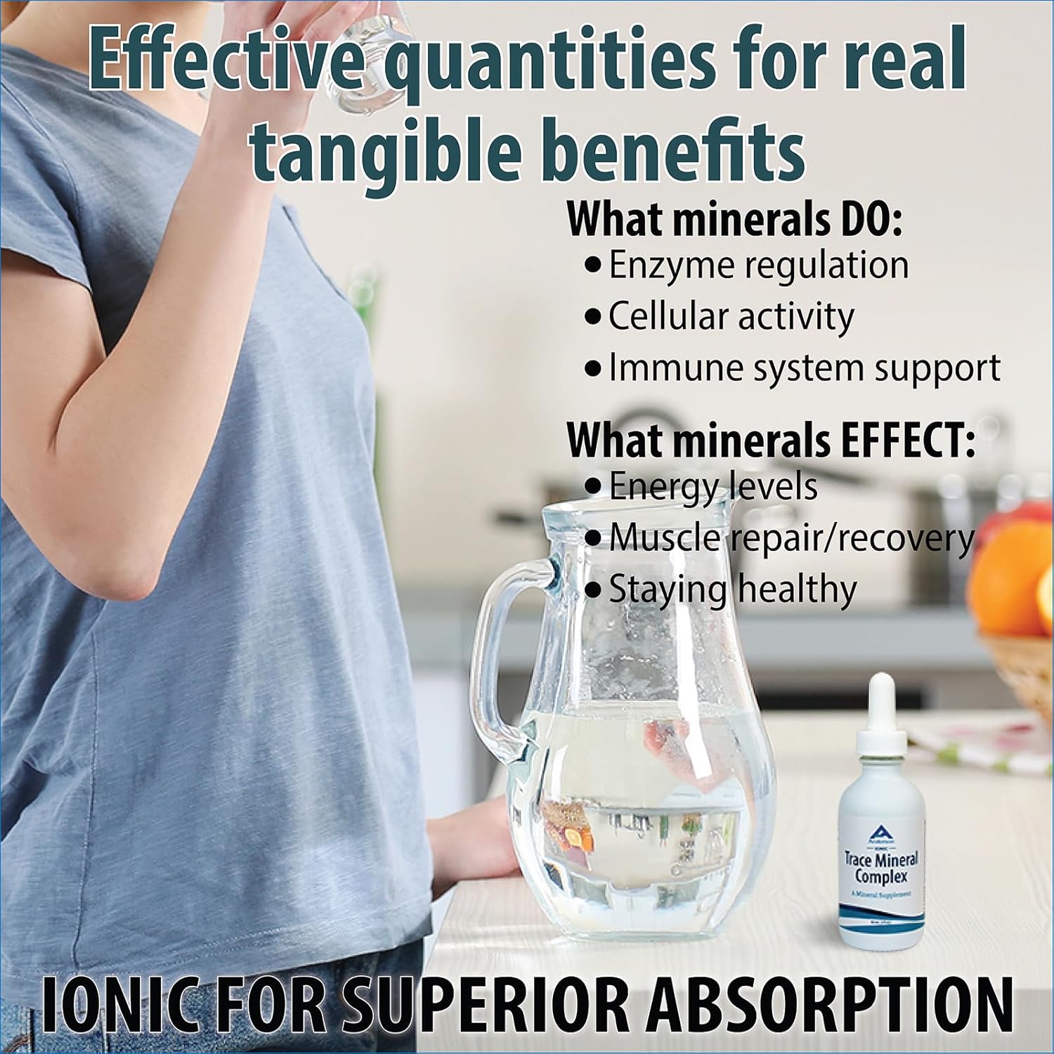 Trace Mineral Complex | Full Spectrum Ionic Liquid Mineral Drops | Electrolytes & Hydration Supplement | 2 fl oz Glass Bottle