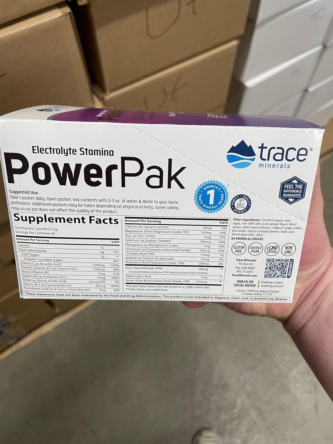 Trace Minerals Electrolyte Stamina Power Pak Variety Pack - Non-GMO, 1200mg Vitamin C, 30 Packets - Lemon Lime, Orange Blast, Concord Grape - Pack of 3