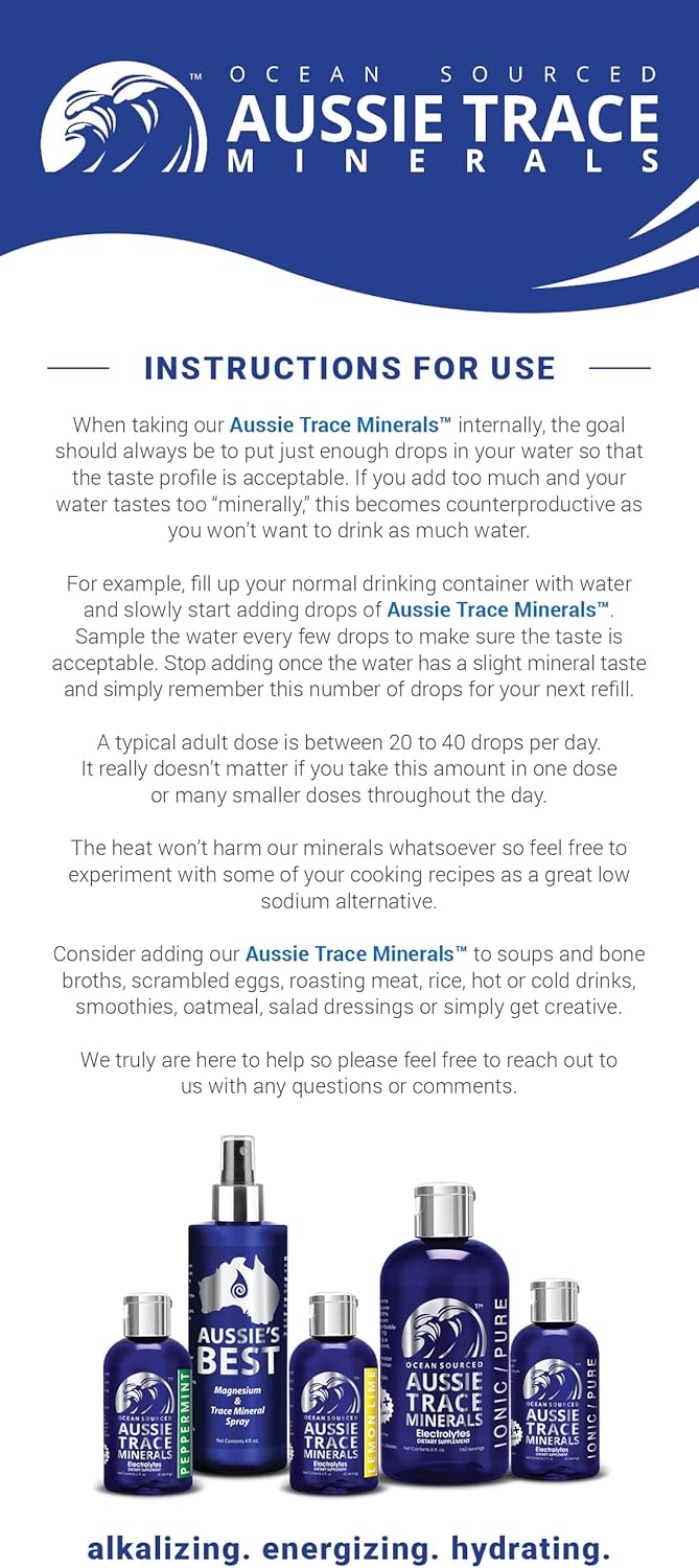 Trace Minerals Electrolyte Supplement - 2 oz Bottle - Australian Sourced - 3rd Party Tested for Purity