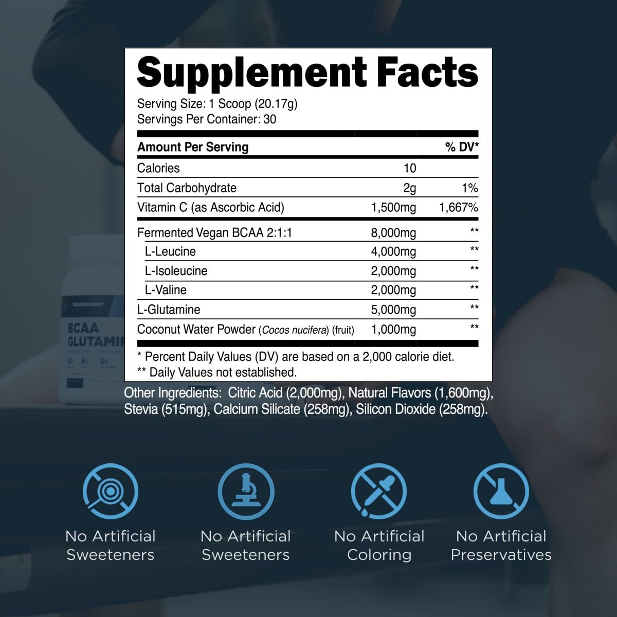 Transparent Labs BCAA Glutamine - Strawberry Lemonade Flavor - 8000 Mg BCAA Powder with L Glutamine - Post Workout Recovery, Muscle Growth, Endurance - 30 Servings