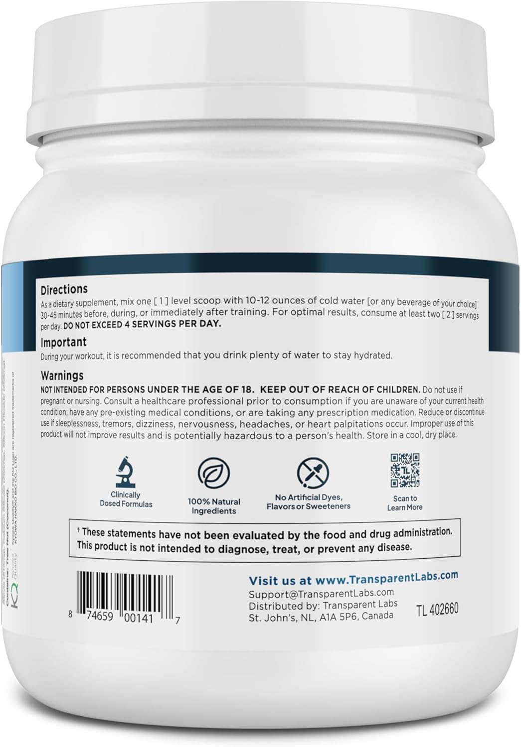 Transparent Labs BCAA Glutamine - Strawberry Lemonade Flavor - 8000 Mg BCAA Powder with L Glutamine - Post Workout Recovery, Muscle Growth, Endurance - 30 Servings