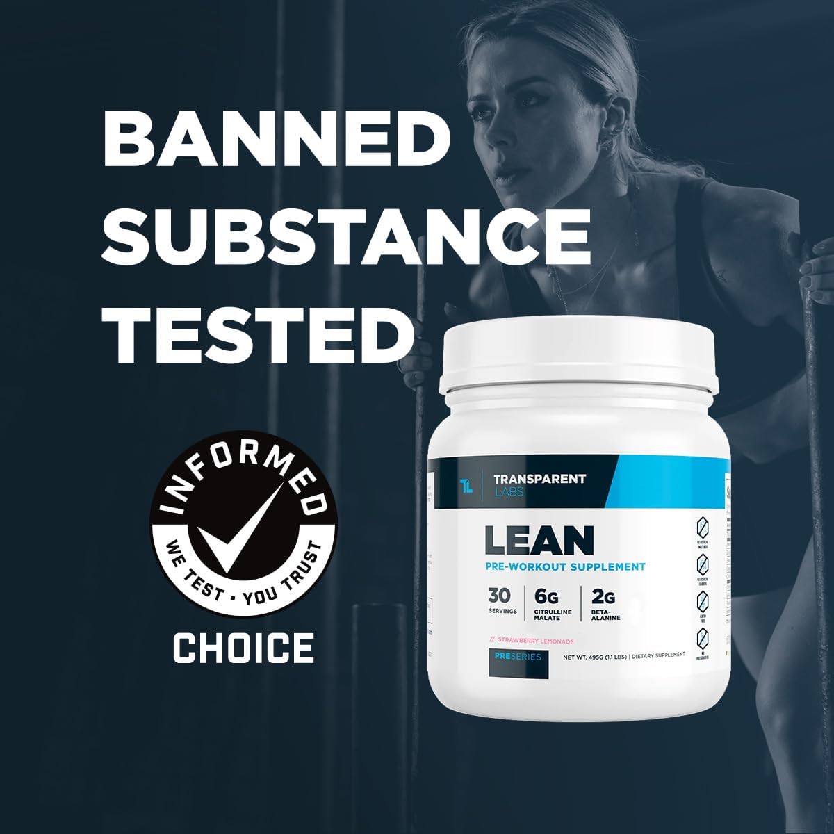 Transparent Labs Lean Pre-Workout: Body Recomposition Formula with Acetyl L-Carnitine & Beta Alanine - 30 Servings, Cherry Splash
