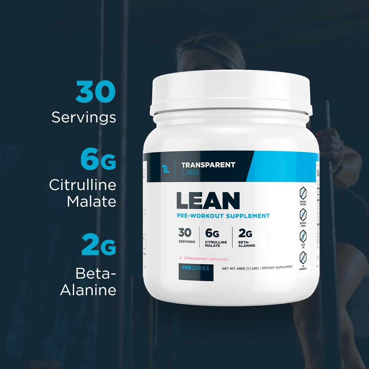 Transparent Labs Lean Pre-Workout: Body Recomposition Formula with Acetyl L-Carnitine & Beta Alanine - 30 Servings, Cherry Splash