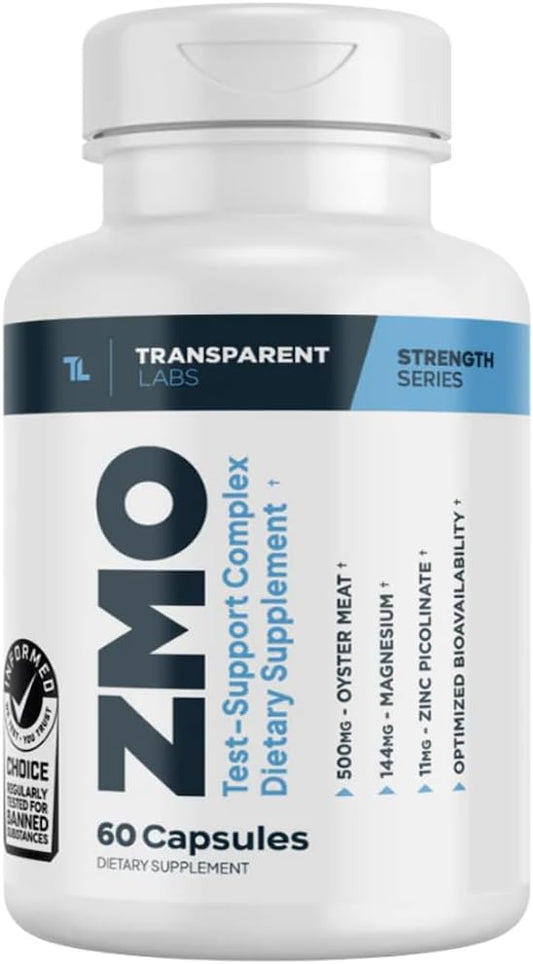 Transparent Labs ZMO - Zinc, Magnesium Glycinate, Oyster Powder Muscle Builder - 60 Capsules for Recovery & Growth