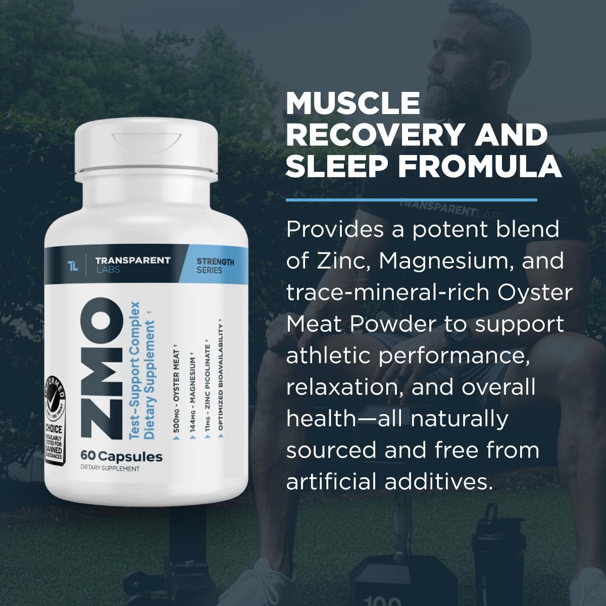 Transparent Labs ZMO - Zinc, Magnesium Glycinate, Oyster Powder Muscle Builder - 60 Capsules for Recovery & Growth
