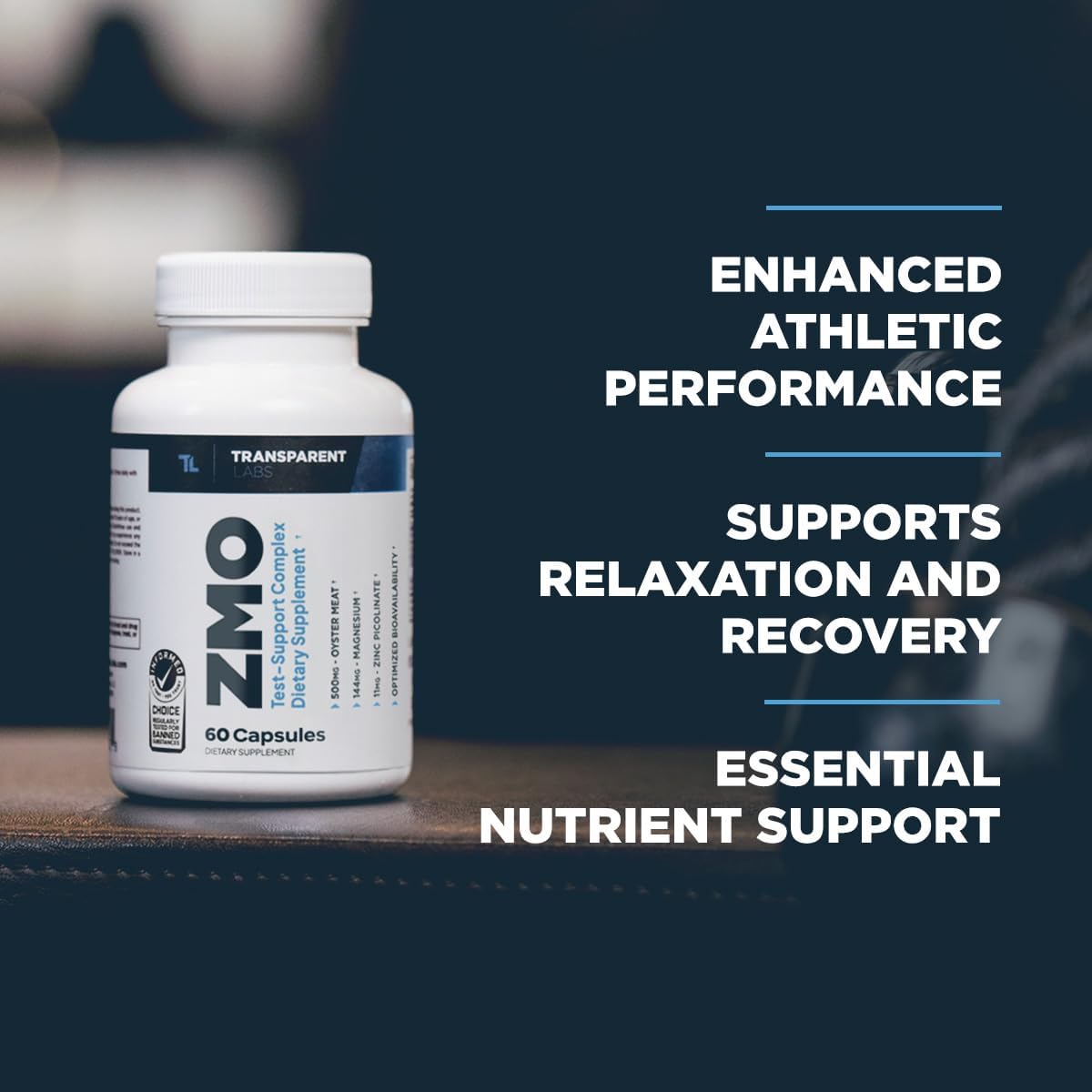 Transparent Labs ZMO - Zinc, Magnesium Glycinate, Oyster Powder Muscle Builder - 60 Capsules for Recovery & Growth