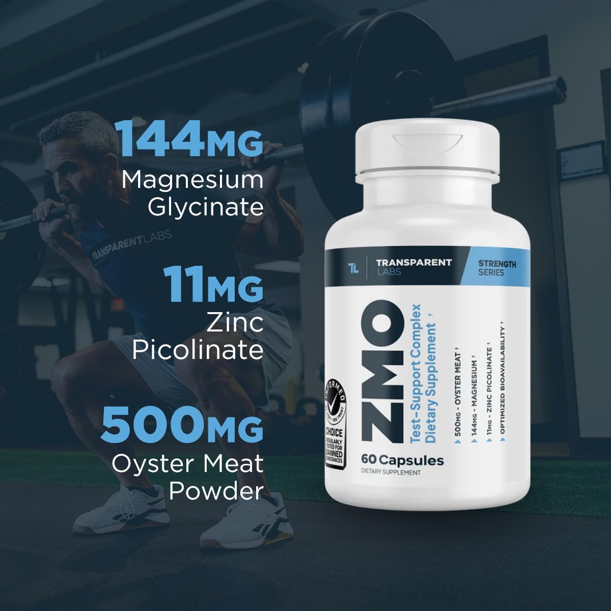 Transparent Labs ZMO - Zinc, Magnesium Glycinate, Oyster Powder Muscle Builder - 60 Capsules for Recovery & Growth